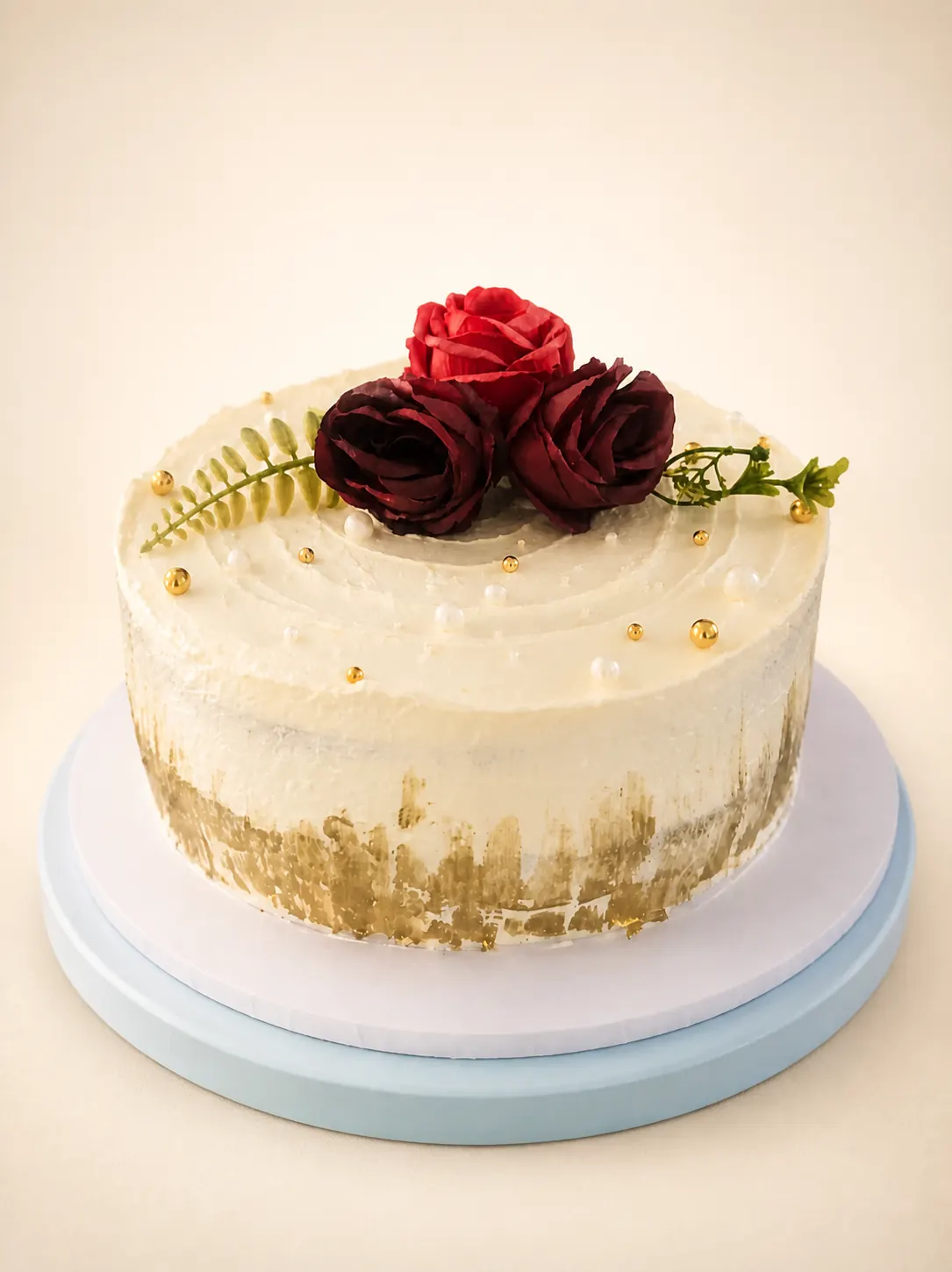 A lemon blueberry cake with whole blueberries on top
