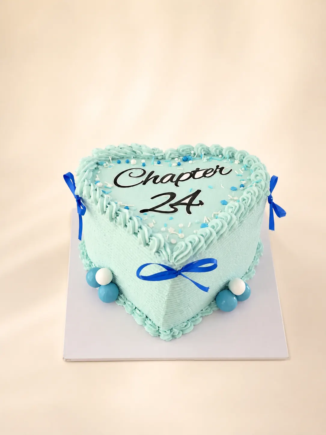 A dark chocolate buttercream cake, combed at the sides