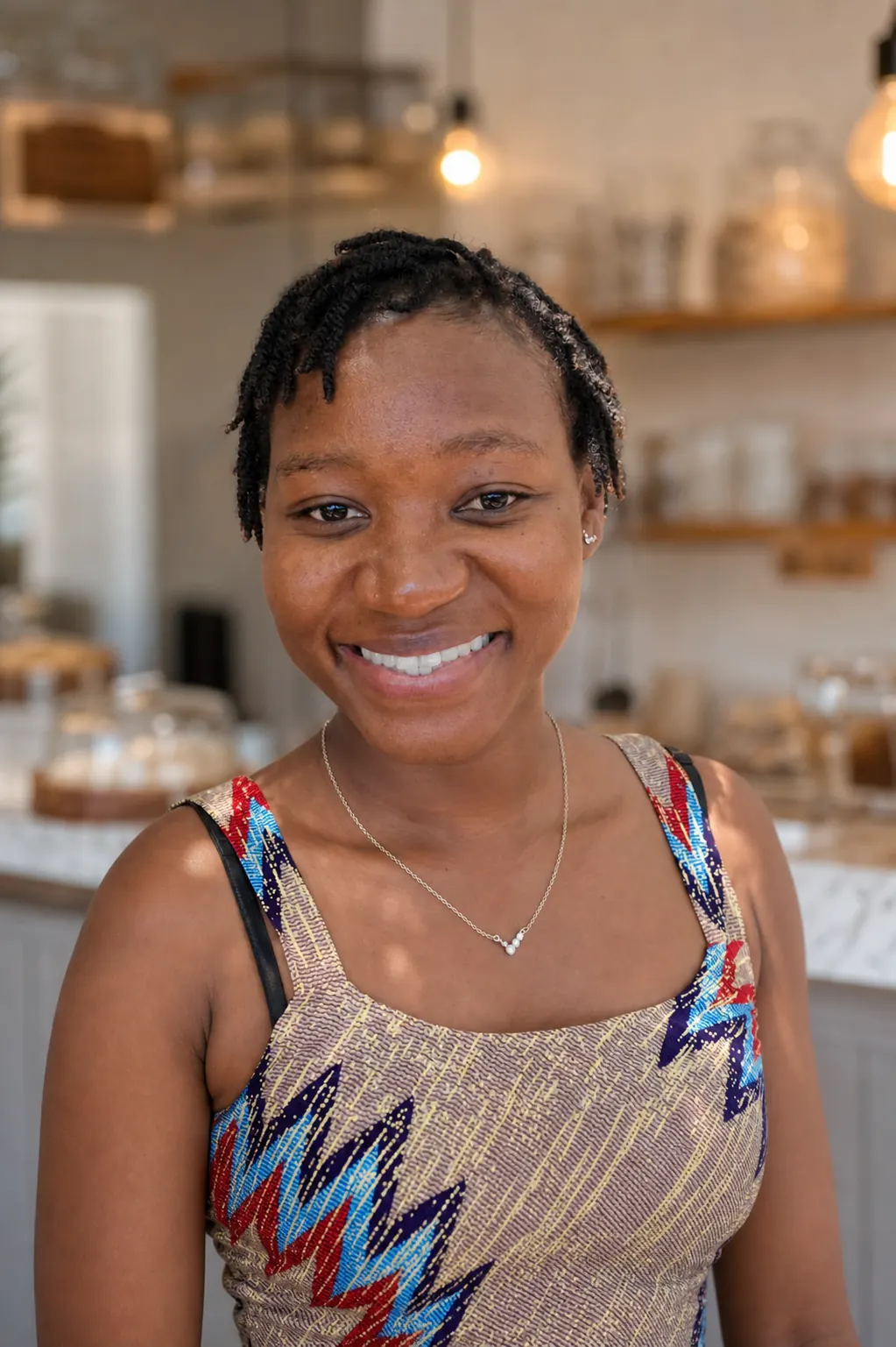 Lulu in her kitchen in Harare, piping buttercream onto a cake